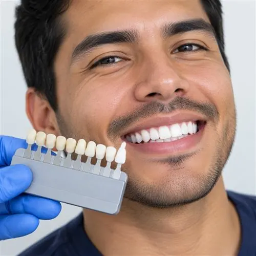 Sonrisa blanca después de un blanqueamiento dental