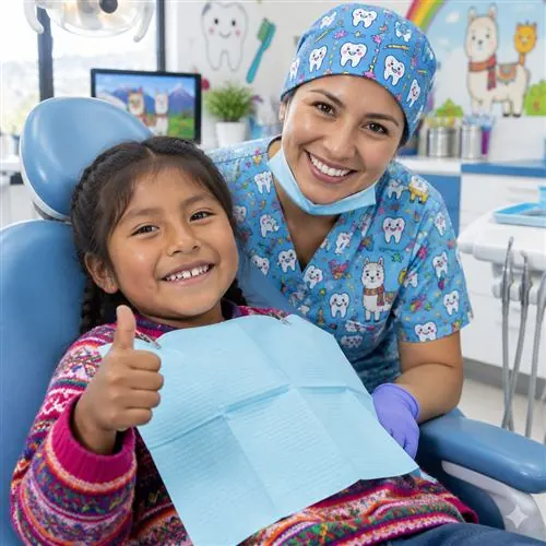 Niña sonriendo en una consulta de odontopediatría